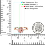 Art Deco Wedding Bridal Ring Halo Round Simulated Cubic Zirconia Stones 925 Sterling Silver