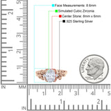 Leaf Style Oval Vintage Engagement Ring Simulated Cubic Zirconia 925 Sterling Silver