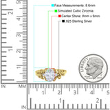 Leaf Style Oval Vintage Engagement Ring Simulated Cubic Zirconia 925 Sterling Silver