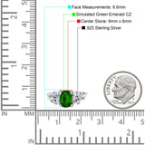 Leaf Style Oval Vintage Engagement Ring Simulated Cubic Zirconia 925 Sterling Silver