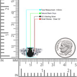 Leaf Style Oval Natural Black Onyx Vintage Engagement Ring
