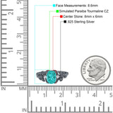 Leaf Style Oval Vintage Engagement Ring Simulated Cubic Zirconia 925 Sterling Silver