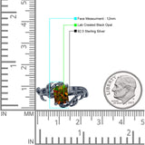 Art Deco Engagement Ring Natural Leaf Design Emerald Cut Cubic Zirconia 925 Sterling Silver