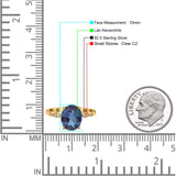 Solitaire Accent Oval Lab Alexandrite Art Deco Engagement Ring