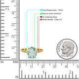 Solitaire Accent Oval Natural Green Amethyst Art Deco Engagement Ring