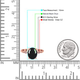 Solitaire Accent Oval Natural Black Onyx Art Deco Engagement Ring