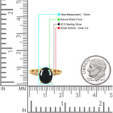 Solitaire Accent Oval Natural Black Onyx Art Deco Engagement Ring