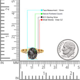 Solitaire Accent Oval Natural Rutilated Quartz Art Deco Engagement Ring