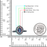 Vintage Style Oval Lab Alexandrite Halo Engagement Ring