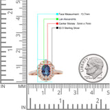 Vintage Style Oval Lab Alexandrite Halo Engagement Ring