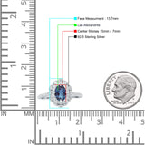 Vintage Style Oval Lab Alexandrite Halo Engagement Ring
