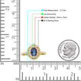 Vintage Style Oval Lab Alexandrite Halo Engagement Ring