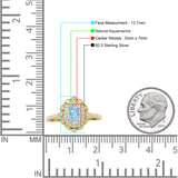 Vintage Style Oval Natural Aquamarine Halo Engagement Ring