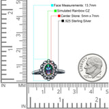 Floral Oval Vintage Engagement Ring Cubic Zirconia 925 Sterling Silver