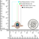 Floral Oval Vintage Engagement Ring Cubic Zirconia 925 Sterling Silver