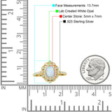 Floral Oval Vintage Engagement Ring Cubic Zirconia 925 Sterling Silver