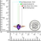 Vintage Teardrop Pear Engagement Ring Simulated Cubic Zirconia 925 Sterling Silver