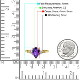 Vintage Teardrop Pear Engagement Ring Simulated Cubic Zirconia 925 Sterling Silver
