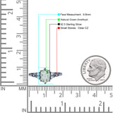 Antique Style Oval Natural Green Amethyst Art Deco Engagement Ring
