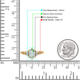 Antique Style Oval Natural Green Amethyst Art Deco Engagement Ring