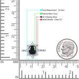 Art Deco Oval Natural Black Onyx Halo Ballerina Style Engagement Ring
