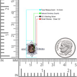 Art Deco Oval Natural Smoky Quartz Halo Ballerina Style Engagement Ring