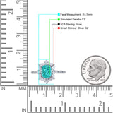 Oval Halo Ballerina Style Engagement Ring Cubic Zirconia 925 Sterling Silver