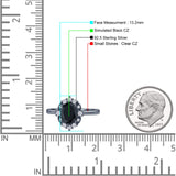 Halo Ballerina Style Oval Engagement Ring Cubic Zirconia 925 Sterling Silver