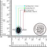 Halo Ballerina Style Oval Engagement Ring Cubic Zirconia 925 Sterling Silver