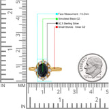 Halo Ballerina Style Oval Engagement Ring Cubic Zirconia 925 Sterling Silver