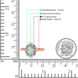 Halo Ballerina Style Oval Natural Green Amethyst Solitaire Engagement Ring