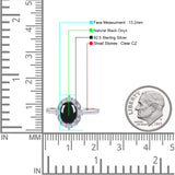 Halo Ballerina Style Oval Natural Black Onyx Solitaire Engagement Ring