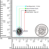 Halo Ballerina Style Oval Natural Rutilated Quartz Solitaire Engagement Ring