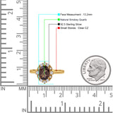 Halo Ballerina Style Oval Natural Smoky Quartz Solitaire Engagement Ring
