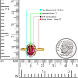 Halo Ballerina Style Oval Engagement Ring Cubic Zirconia 925 Sterling Silver