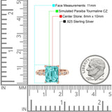 Vintage Emerald Cut Engagement Ring Simulated Cubic Zirconia 925 Sterling Silver