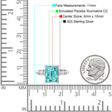 Vintage Emerald Cut Engagement Ring Simulated Cubic Zirconia 925 Sterling Silver