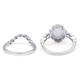 Round Floral Bridal Set Piece Vintage Style Engagement Ring Cubic Zirconia 925 Sterling Silver