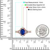 Vintage Inspired Art Deco Oval Engagement Ring Simulated Cubic Zirconia 925 Sterling Silver