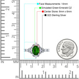 Vintage Inspired Art Deco Oval Engagement Ring Simulated Cubic Zirconia 925 Sterling Silver