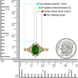 Vintage Inspired Art Deco Oval Engagement Ring Simulated Cubic Zirconia 925 Sterling Silver