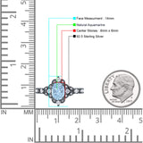 Halo Art Deco Oval Natural Aquamarine Engagement Ring