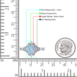 Halo Art Deco Oval Natural Aquamarine Engagement Ring