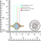 Halo Art Deco Oval Natural Aquamarine Engagement Ring