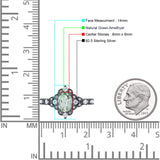 Halo Art Deco Oval Natural Green Amethyst Prasiolite Engagement Ring