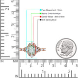 Halo Art Deco Oval Natural Green Amethyst Prasiolite Engagement Ring