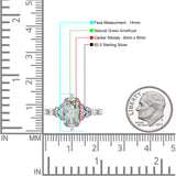 Halo Art Deco Oval Natural Green Amethyst Prasiolite Engagement Ring