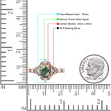 Halo Art Deco Oval Natural Green Moss Agate Engagement Ring