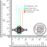 Halo Art Deco Oval Natural Chocolate Brown Smoky Quartz Engagement Ring