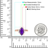 Vintage Marquise Engagement Ring Simulated Cubic Zirconia 925 Sterling Silver